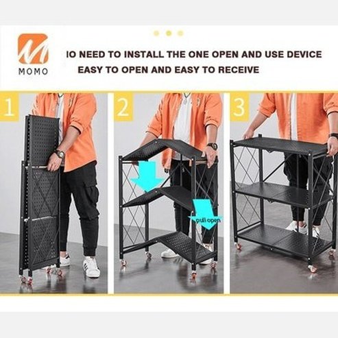 Three/ Four / Five Layers Kitchen Folding Rack With Wheels Accessories Shelves/Commodity Office Home Storage 5 Application Shelf