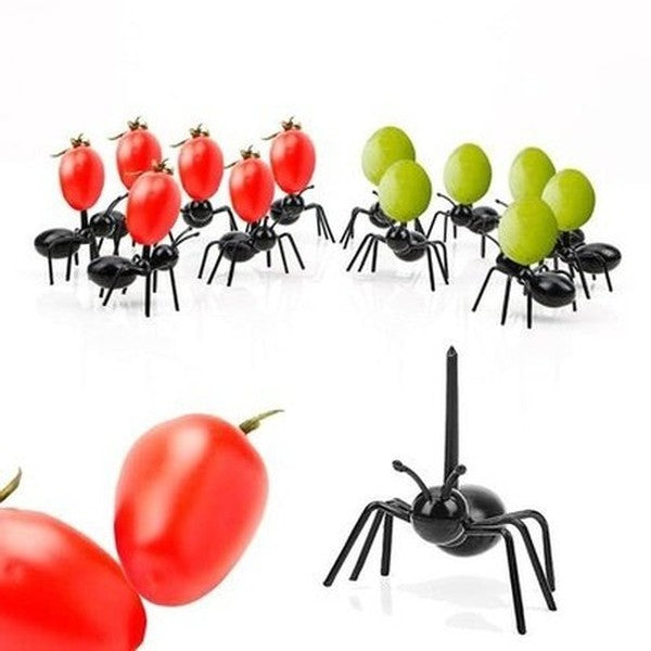 12pc Kitchen Utensils Mini Ant Fruit Fork Plastic Cutlery Fruit Cake Stand Kitchen Bar Kids Dessert Forks Tableware Party Decor. Kitchen Tools. Type: Decor