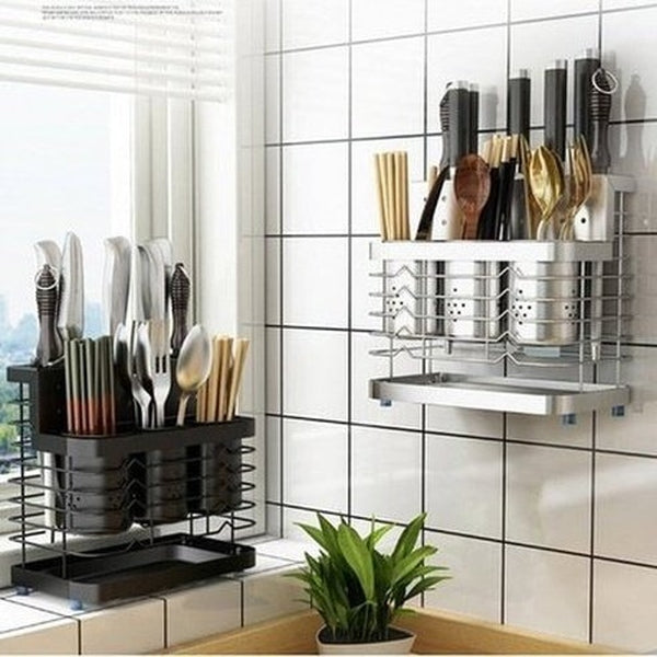 304 Stainless Steel Kitchen Utensil Countertop Rack