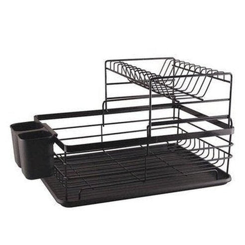 2 Layers Metal Dish Holder Rack With Drain Board