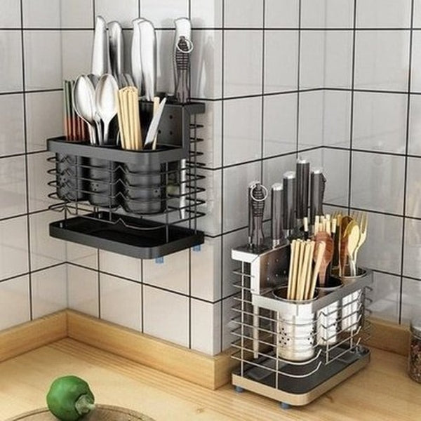 304 Stainless Steel Kitchen Utensil Countertop Rack