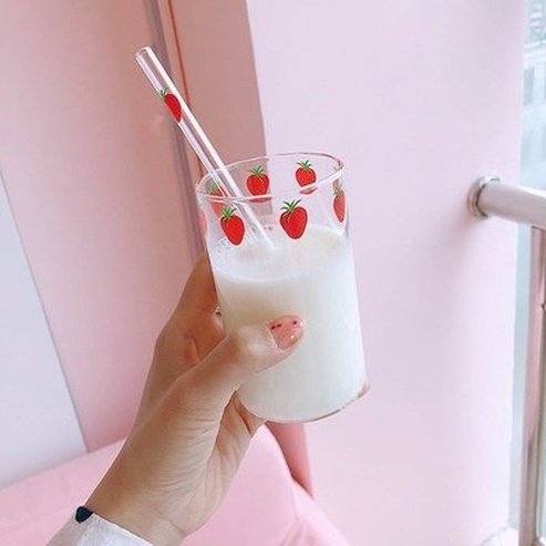 2pc Cute Printing Straws Glass Cup Fruit Pattern Transparent Milk Water Cup Heat Resistant Coffee Tea. Drinkware: Coffee & Tea Cups. Shop anywhere you go online.