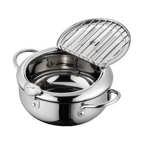 Japanese Pot with Thermometer and Lid 304 Stainless Steel Cooking Tempura Frying Pan 20 24 cm. Cookware & Bakeware: Cookware: Skillets and Frying Pans