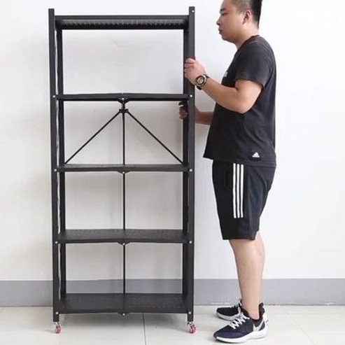 Three/ Four / Five Layers Kitchen Folding Rack With Wheels Accessories Shelves/Commodity Office Home Storage 5 Application Shelf