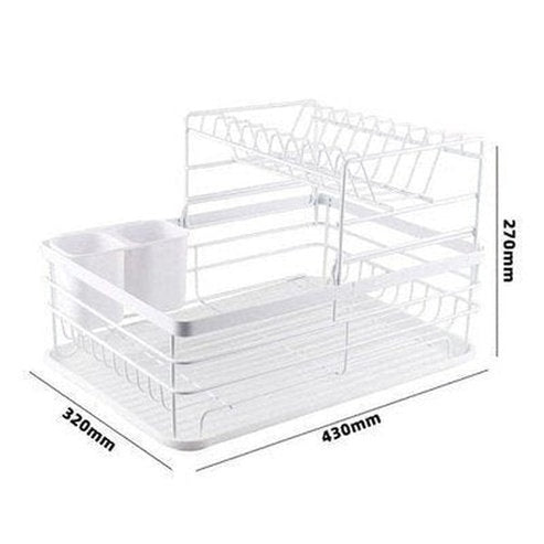 2 Layers Metal Dish Holder Rack With Drain Board