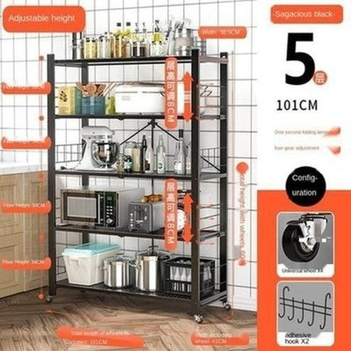 Rolling Multi-layer Storage Shelving Rack Metal Kitchen Storage Rack Floor Multi-layer Microwave Oven Punch-free. Kitchen Organizers: Kitchen Utensil Holders & Racks.