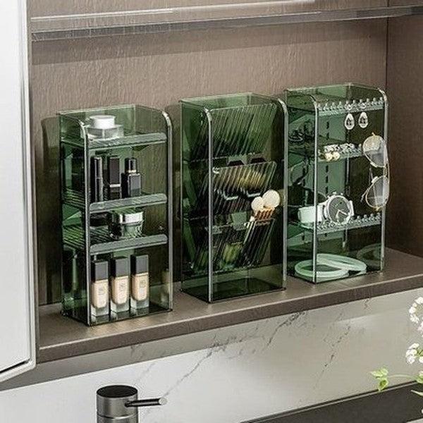 Cosmetic Storage Organizer Box Lipstick Holder Jewelry Organizer Clear Makeup Brush Shelf Desktop Dressing Table. Storage & Organization: Household Storage Containers.
