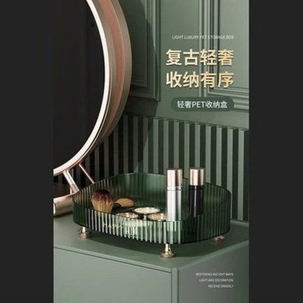 Acrylic Tray Cosmetic Organizer Desktop Decorative Makeup Storage Box Plate Home Fruit Seasoning Storage Rack Desktop Shelf. Type: Household Storage Containers