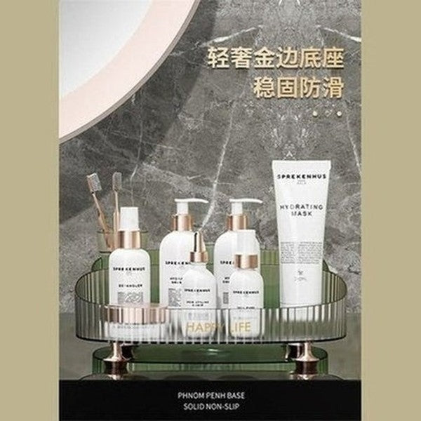 Acrylic Tray Cosmetic Organizer Desktop Decorative Makeup Storage Box Plate Home Fruit Seasoning Storage Rack Desktop Shelf. Type: Household Storage Containers