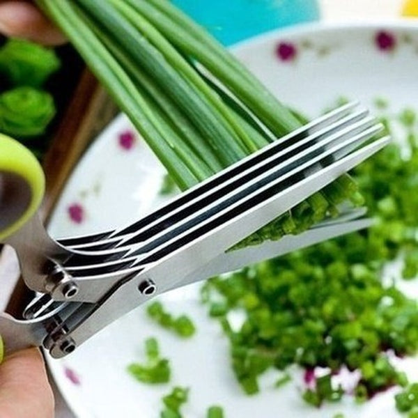 Multifunctional Stainless Steel Multi-layer Kitchen Scissors Knives Scallion Slicer Cutter Herb Spice Cut Kitchen Tool. Kitchen Tools & Utensils: Kitchen Slicers.