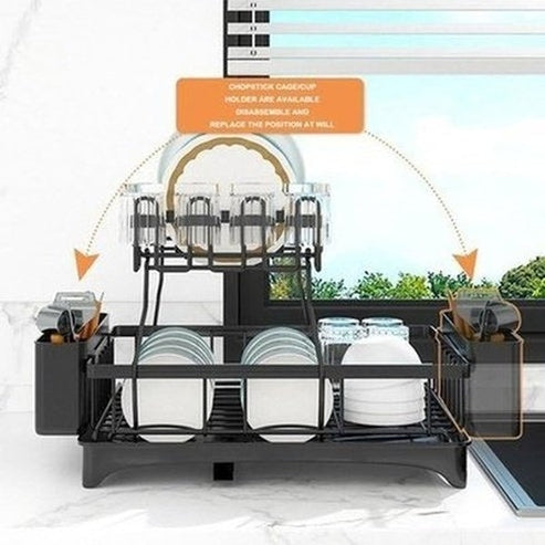 Metal Dish Drainer with Utensil Holder Rack. a must-have kitchen essential for storing and draining dishes. Kitchen Tools & Utensils > Dish Racks & Drain Boards