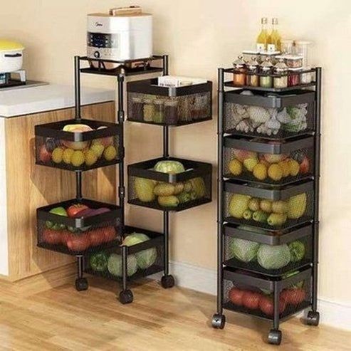 Experience 360° Rotation with Lock for Easy Movement with this Carbon Steel Rotating Storage Rack. Kitchen Organizers: Type: Kitchen Utensil Holders & Racks.