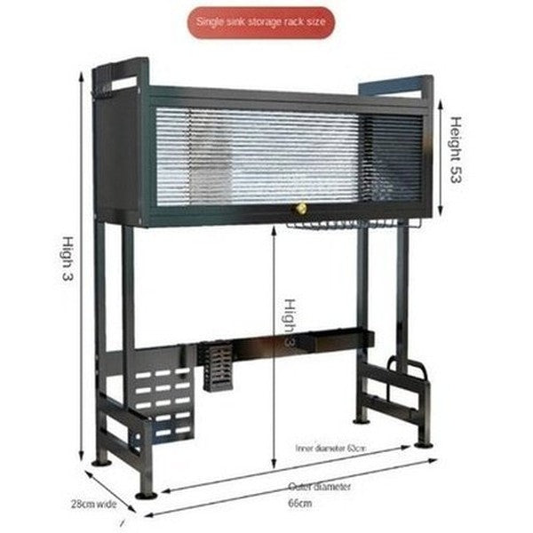 Dish Rack Adjustable Dust Proof Shelf with Cabinet