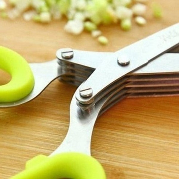 Multifunctional Stainless Steel Multi-layer Kitchen Scissors Knives Scallion Slicer Cutter Herb Spice Cut Kitchen Tool. Kitchen Tools & Utensils: Kitchen Slicers.