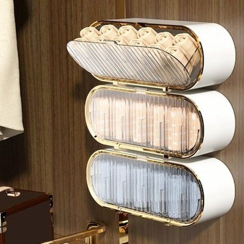 Underwear Storage Box Wall Mount Multi-grids Movable Baffle Large Capacity Dustproof Plastic Socks Briefs Bras Panties Holder. Type: Household Storage Containers.