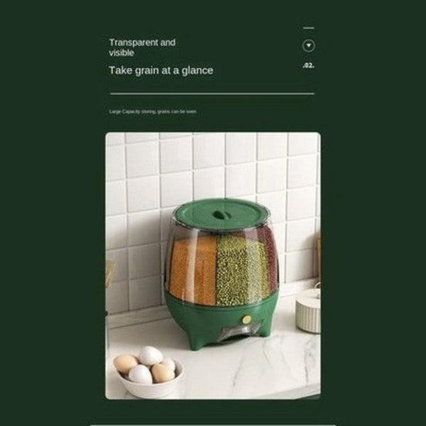 360° Swivel Sealed Rice Storage Dispenser Bucket. Large Capacity Cereal Grain Rice Storage Container. Sealed Cereal Dispenser. Type: Food Storage Containers.