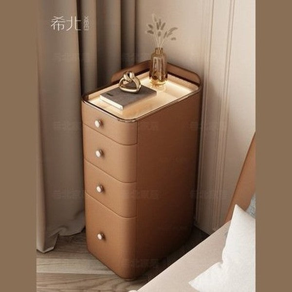 Light luxury smart bedside table lamp integrated modern simple storage high sense high glass bedside table with lamp. Furniture. Tables. Nightstands.