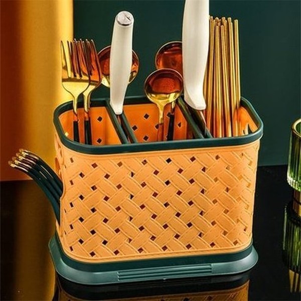 3 Grid Plastic Knife Cage Hollow Drain Cutlery Holder Knives Spoon Fork Storage Rack Container Kitchen Organizer. Kitchen Organizers. Type: Knife Blocks & Holders.