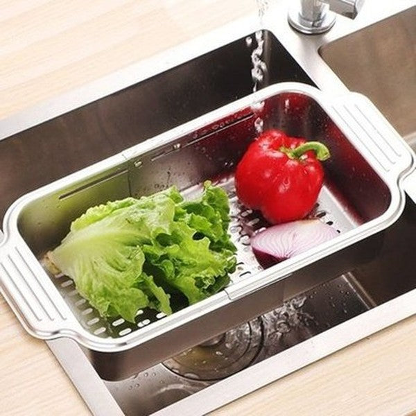 Retractable Drainage Rack Dish Drainer Expandable Stainless Steel Dish Drying Rack Portable Sink Organizer. Kitchen Tools & Utensils: Colanders & Strainers.
