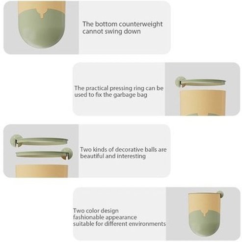 Multipurpose Tilting Waste Bin With Bag Attachment. Round multi-purpose waste bin with lid for the home. Household Cleaning. Type: Trash Cans & Wastebaskets.