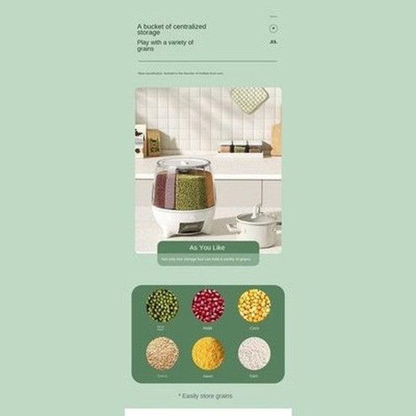 360° Swivel Sealed Rice Storage Dispenser Bucket. Large Capacity Cereal Grain Rice Storage Container. Sealed Cereal Dispenser. Type: Food Storage Containers.