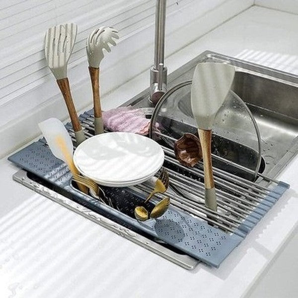 Roll Up Dish Drainer Over Sink Sheet Bottle Food Drainer Strainer Basket Strainer Drainer Tableware Dish Storage. Kitchen Tools and Utensils: Dish Racks and Drain Boards.