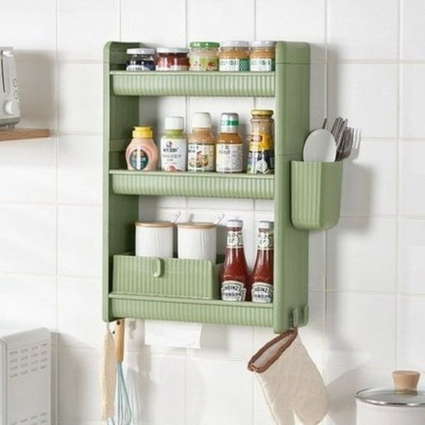 Punch-Free Kitchen Wall-Mounted Storage Rack Household Multi-layer Wall Seasoning Rack Bathroom Storage Rack. Kitchen Organizers: Kitchen Utensil Holders & Racks.