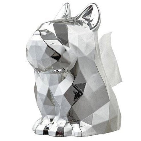 Decorative Tissue Box Bathroom Tissue Box Large Opening Design Light Luxury French Bulldog Electroplated Tissue Dispenser Type: Facial Tissue Holders.