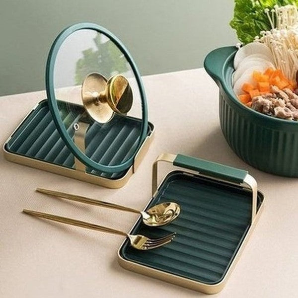 Kitchen Pot Lid Storage Rack Organizer Shelf Luxury Metal Easy Clean Spoons Pad Bracket Pot Cover Holder. Kitchen Organizers: Kitchen Utensil Holders and Racks.