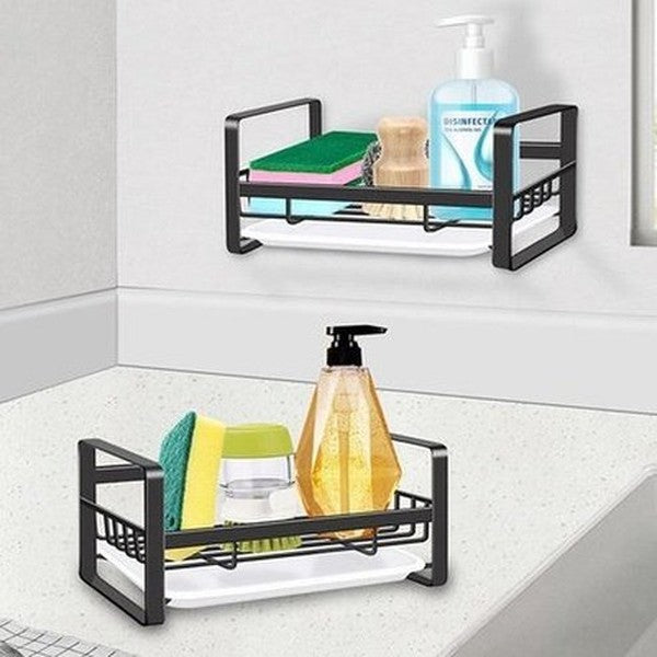 Large Sponge Holder Kitchen Sink Shelf Holder Cleaning Brush Soap Organizer Storage Rack with Drain Tray. Kitchen Organizers: Kitchen Utensil Holders & Racks.