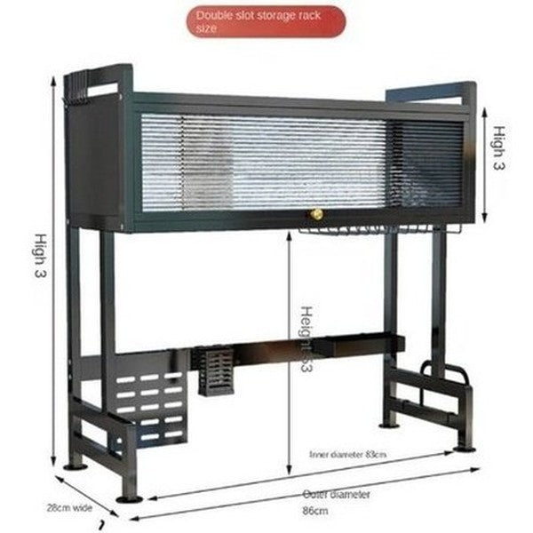 Dish Rack Adjustable Dust Proof Shelf with Cabinet