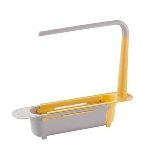 Large Capacity Adjustable Telescopic Kitchen Storage Sponge Rack with Drainage Holes, Organizer Cleaning Utensils Like Dish Soap, Scouring Pad, Cutlery.