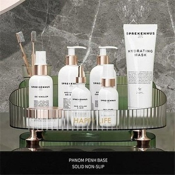 Acrylic Tray Cosmetic Organizer Desktop Decorative Makeup Storage Box Plate Home Fruit Seasoning Storage Rack Desktop Shelf. Type: Household Storage Containers