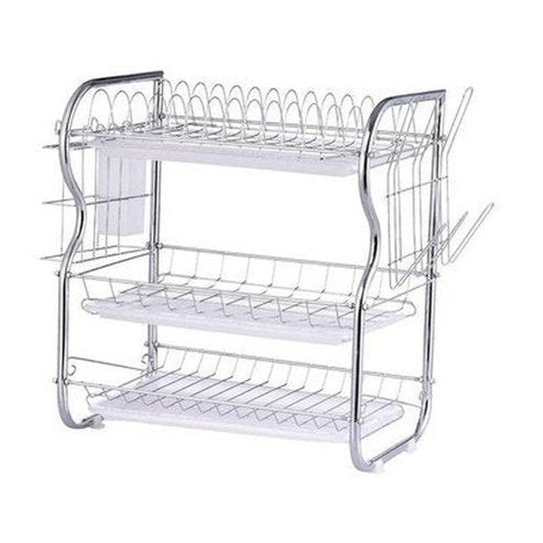 3 Tier Chrome-Plated Steel Dish Drainer Rack