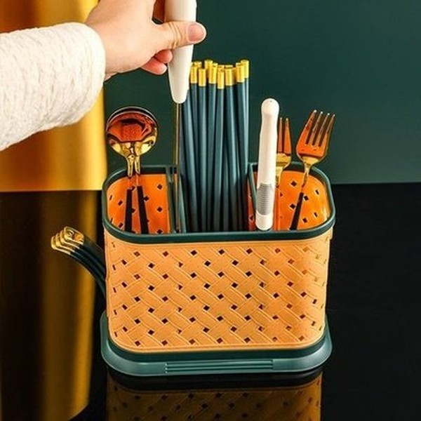 3 Grid Plastic Knife Cage Hollow Drain Cutlery Holder Knives Spoon Fork Storage Rack Container Kitchen Organizer. Kitchen Organizers. Type: Knife Blocks & Holders.