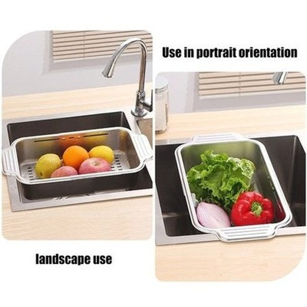 Retractable Drainage Rack Dish Drainer Expandable Stainless Steel Dish Drying Rack Portable Sink Organizer. Kitchen Tools & Utensils: Colanders & Strainers.