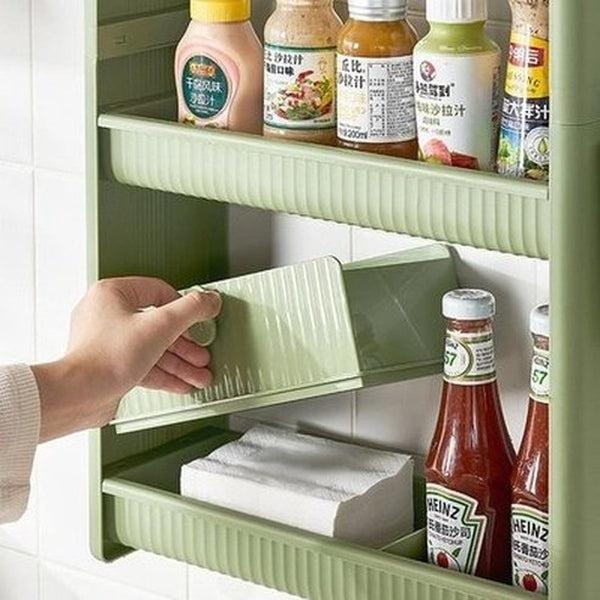 Punch-Free Kitchen Wall-Mounted Storage Rack Household Multi-layer Wall Seasoning Rack Bathroom Storage Rack. Kitchen Organizers: Kitchen Utensil Holders & Racks.