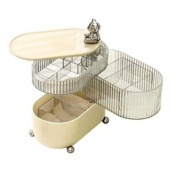 Layered Rotating Cosmetic Storage Box with Lid