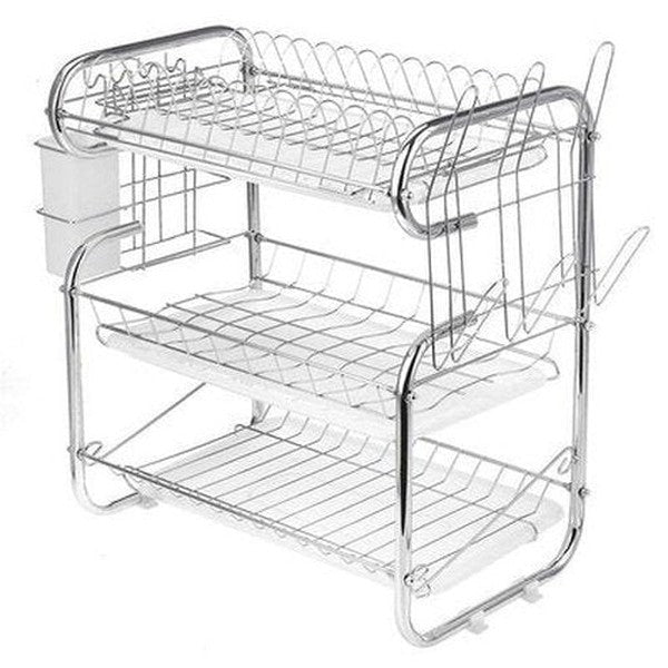 3 Tier Chrome-Plated Steel Dish Drainer Rack