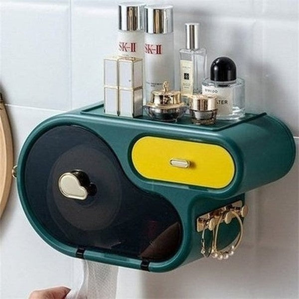 Wall Mount Toilet Paper Holder With Storage Drawer Bathroom Dispenser Storage Box Toilet Roll Holder Portable Plastic Waterproof Tissue Box. Toilet Paper Holders.