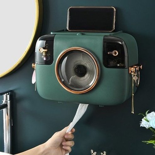 Camera Shape Waterproof Tissue Box Toilet Roll Paper Storage Rack Paper Towel Dispenser Wall Mounted Roll Paper Holder Rack. Type: Toilet Paper Holders.
