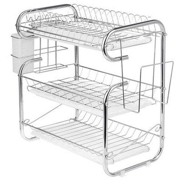 3 Tier Chrome-Plated Steel Dish Drainer Rack