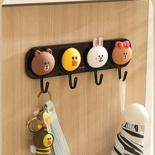 LINE FRIENDS Brown Sally Cony Choco Cartoon Bathroom Towel Hook Living Room Door Back Clothes Hook Wall Storage Hooks. Storage & Organization. Storage Hooks & Racks.