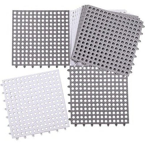 1 Pack Interlocking Non Slip Drainage Floor Tiles, 11.8 X 11.8 Inch Soft PVC Bath Shower Floor Mat with Suctions Cups. Bathroom Accessories: Bath Mats & Rugs.