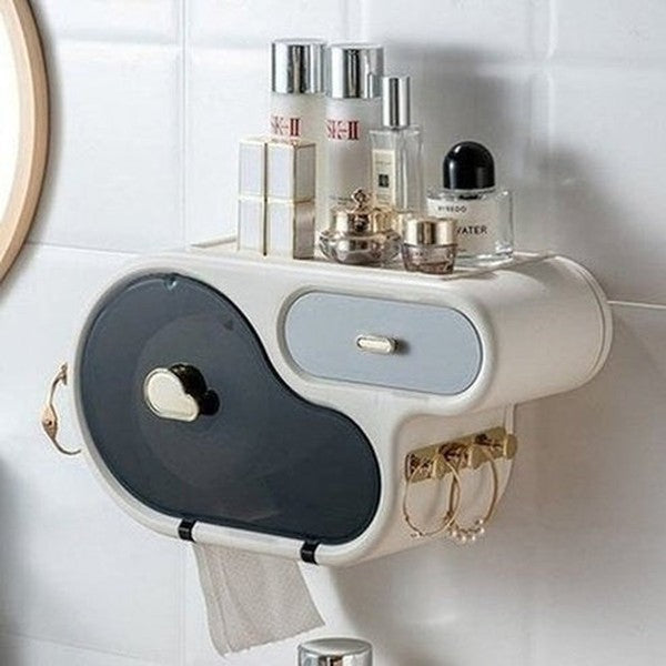 Wall Mount Toilet Paper Holder With Storage Drawer Bathroom Dispenser Storage Box Toilet Roll Holder Portable Plastic Waterproof Tissue Box. Toilet Paper Holders.