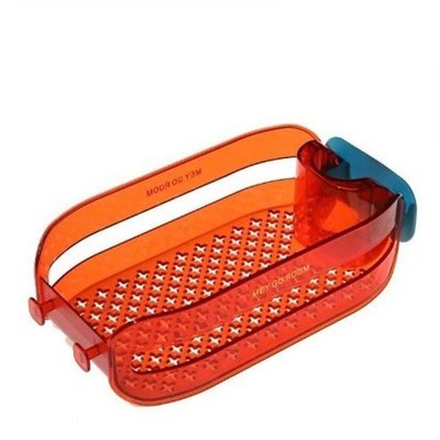 Hanging Plastic Kitchen Faucet Sponge Holder. Kitchen sink organize drying rack sponge holder. Shower Soap Drainer Shelf Basket, Bathroom Water Pipe Shelf.