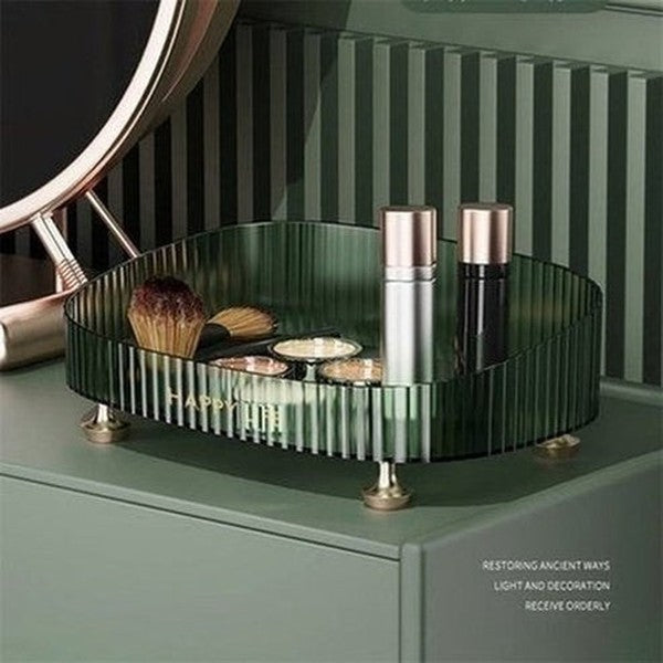 Acrylic Tray Cosmetic Organizer Desktop Decorative Makeup Storage Box Plate Home Fruit Seasoning Storage Rack Desktop Shelf. Type: Household Storage Containers