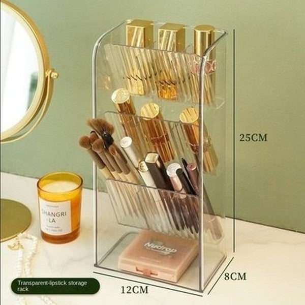 Cosmetic Storage Organizer Box Lipstick Holder Jewelry Organizer Clear Makeup Brush Shelf Desktop Dressing Table. Storage & Organization: Household Storage Containers.