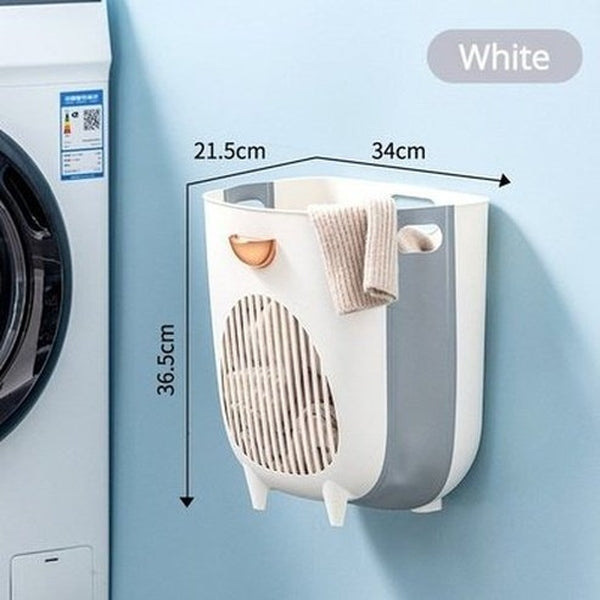 Bathroom Foldable Laundry Hamper Wall Mounted Dirty Clothes Storage Basket Home Dirty Clothes Bag Laundry Bathroom Organizer. Laundry Supplies: Laundry Baskets.