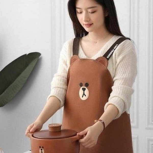 LINE FRIENDS Apron Aprons LINE FRIENDS Brown Sally Cartoon Kitchen Apron - Dondepiso